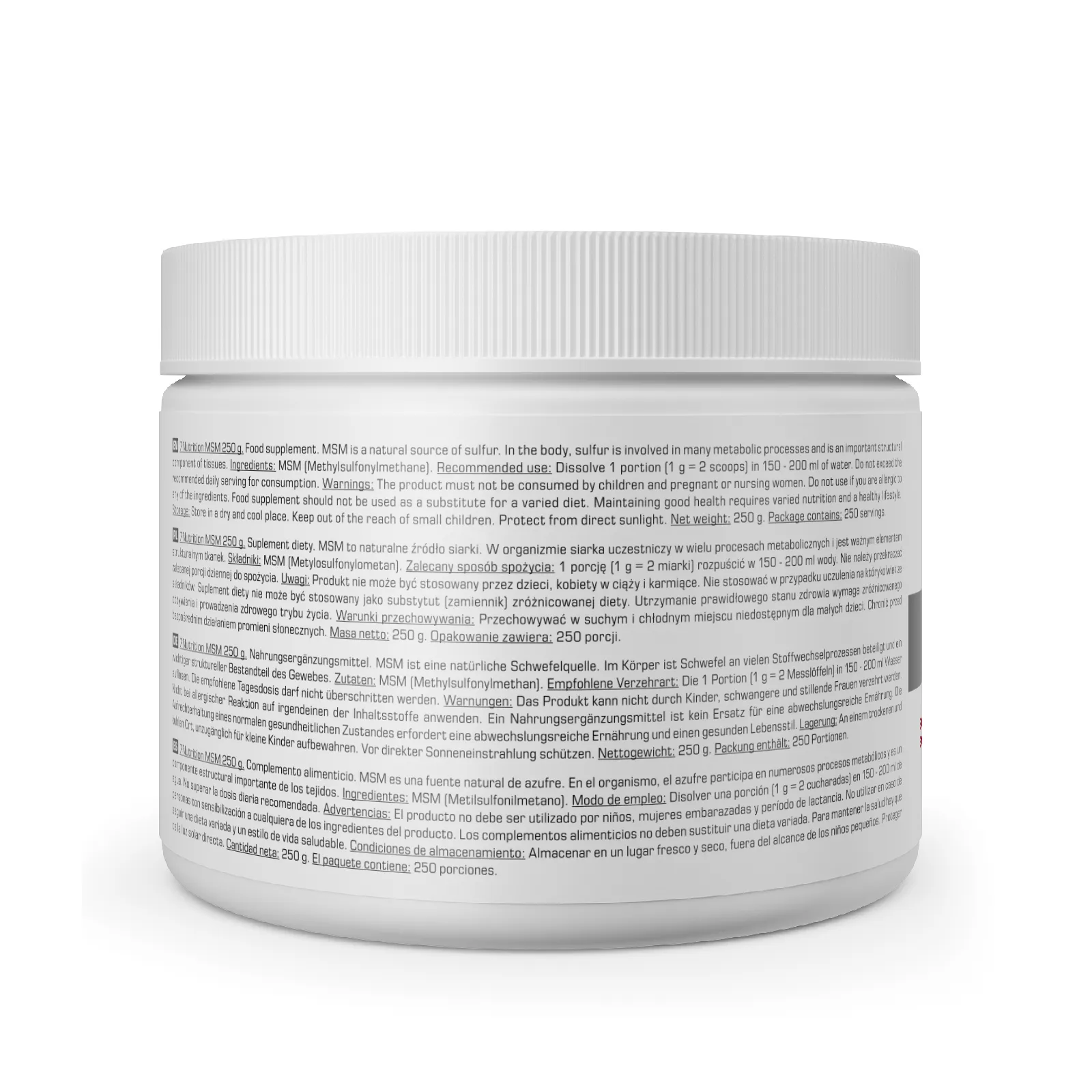 7Nutrition - MSM 250G етикет с описание на български език