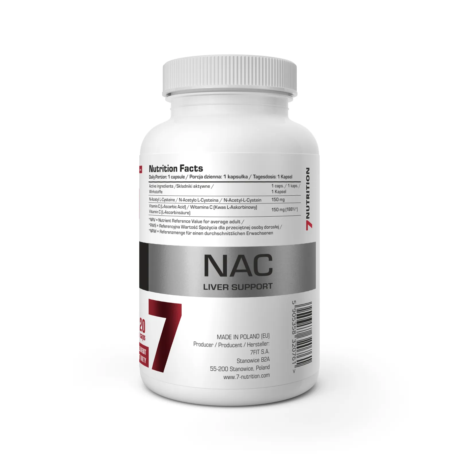 7Nutrition - NAC 120 vege caps етикет със съдържание