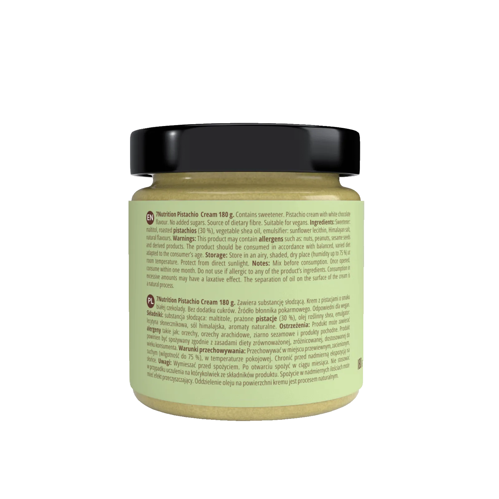 7Nutrition - Pistachio Cream 180g, описание на етикета
