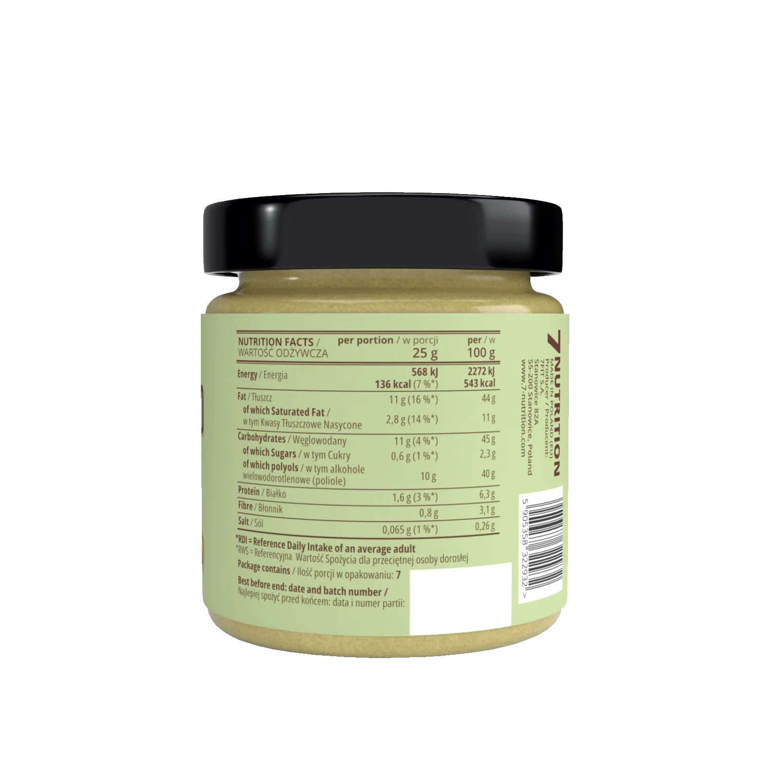 7Nutrition - Pistachio Cream 180g, хранителна таблица
