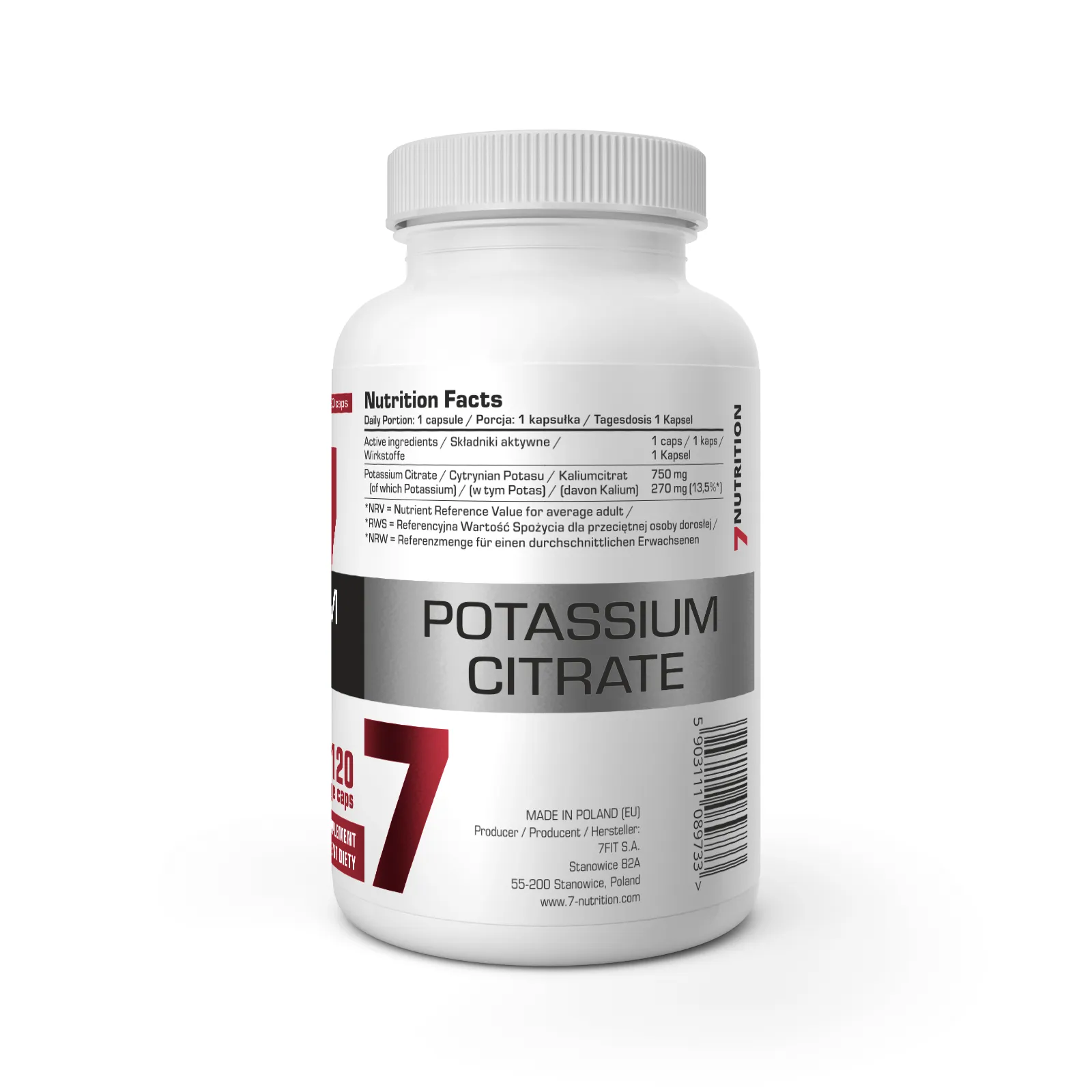 7Nutrition - Potassium Citrate 120 vege caps информация за продукта