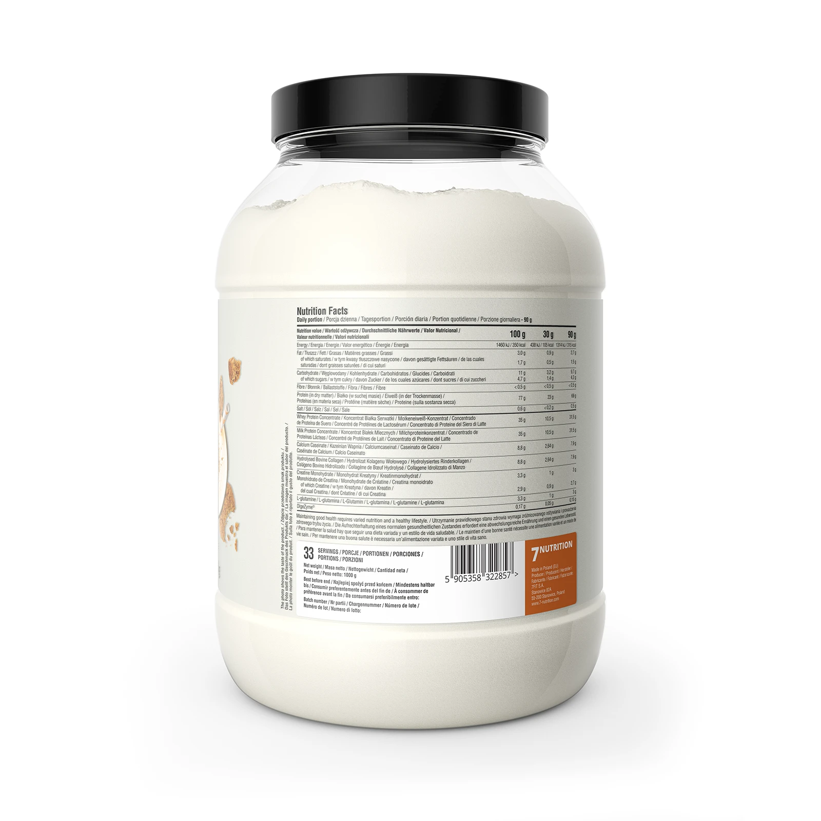 7Nutrition - Protein Matrix 1000g показваща съдържанието на протеин и добавените съставки