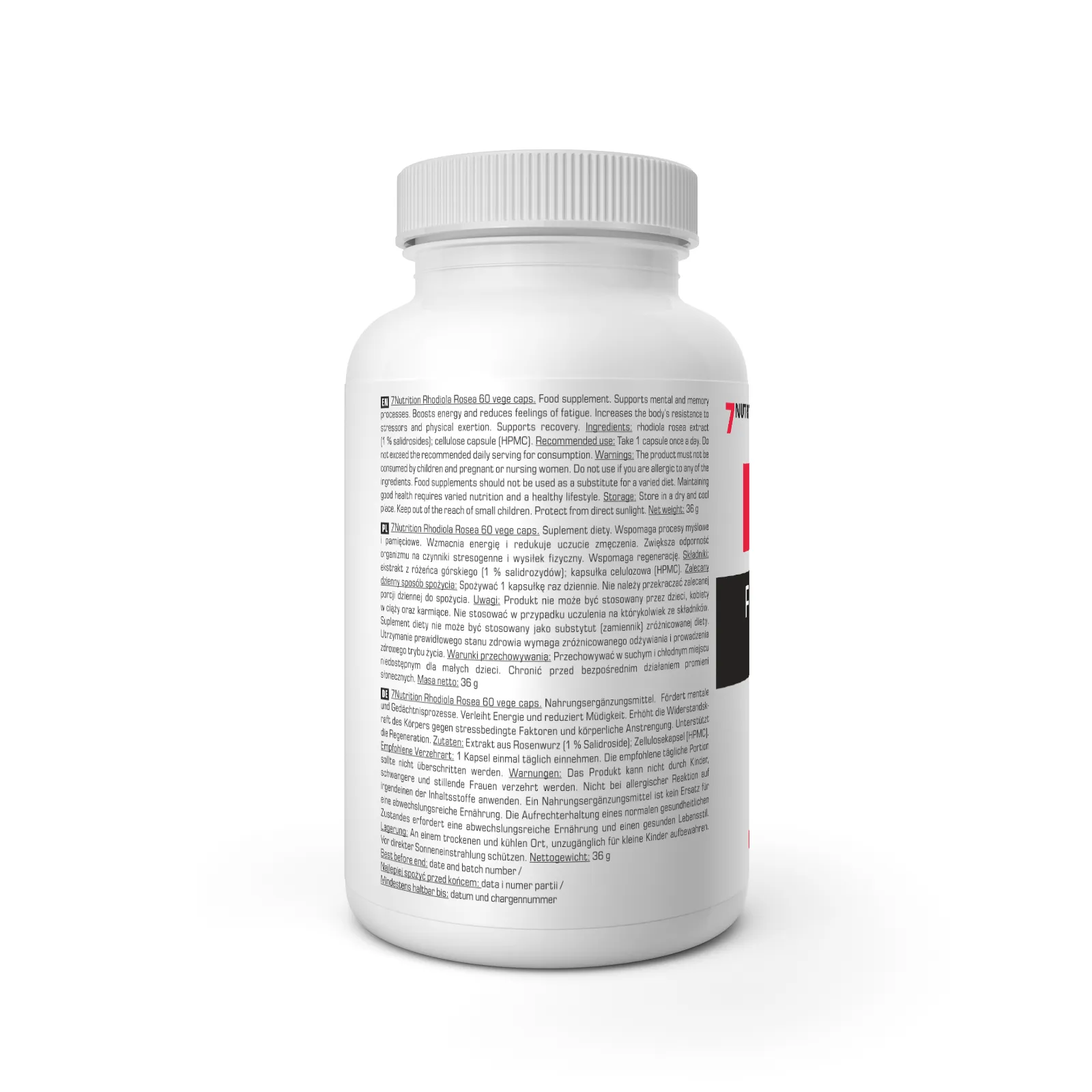 7Nutrition - RHODIOLA ROSEA 60 Caps етикет с хранителни факти