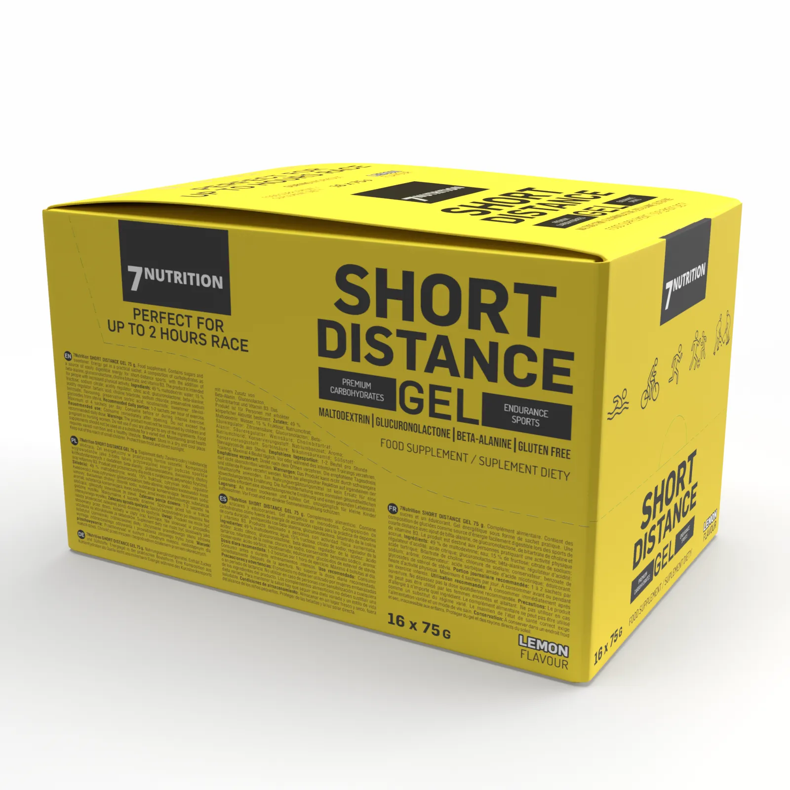 7Nutrition - SHORT DISTANCE GEL BOX 16 x 75G пакетче с гел с вкус лимон
