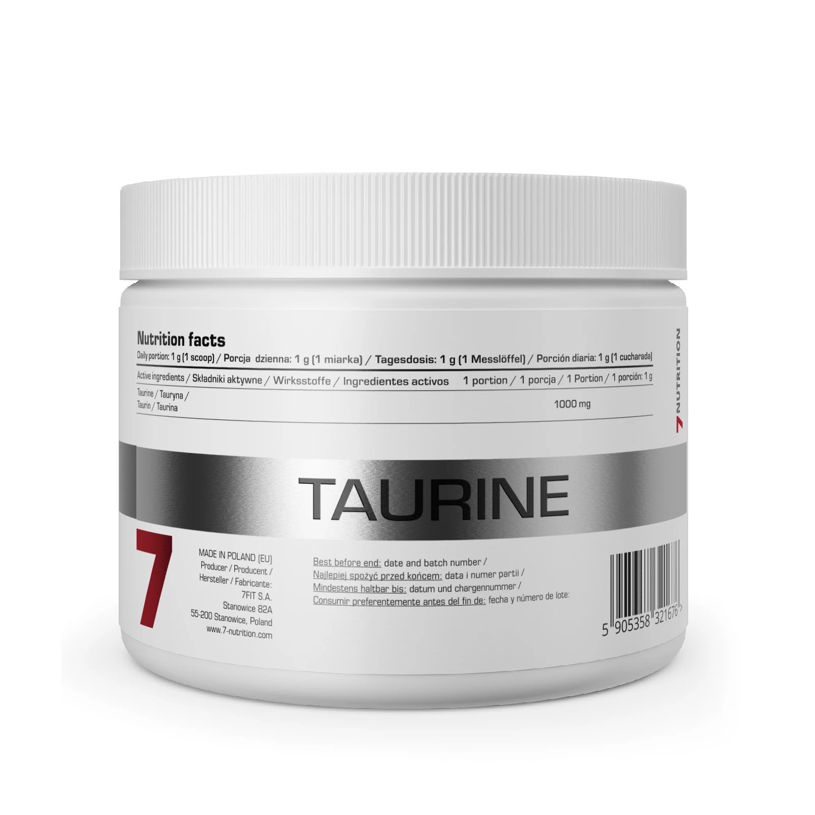 7Nutrition - TAURINE 250G хранителна таблица