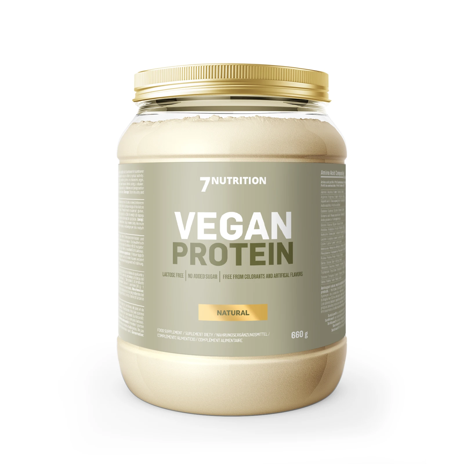 7Nutrition - Vegan Protein 660g етикет с информация за съставките