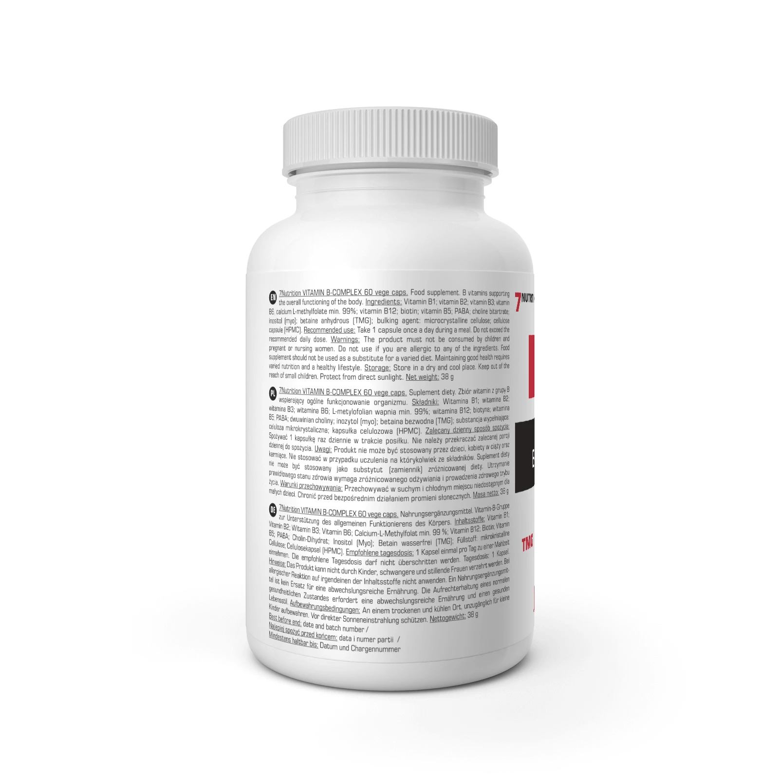 7Nutrition - Vitamin B-Complex B-50 Methyl етикет със съставки