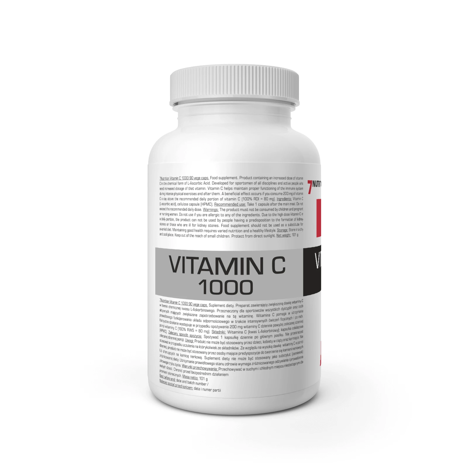 7Nutrition Vitamin C 1000 90 caps етикет обратно