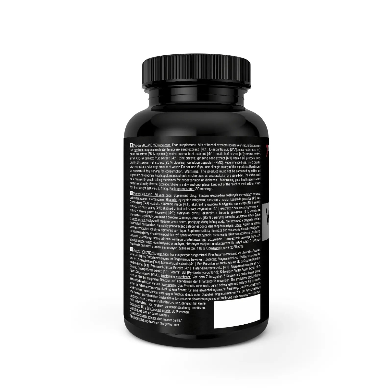 7Nutrition - Volcano 150 vege caps. етикет с информация