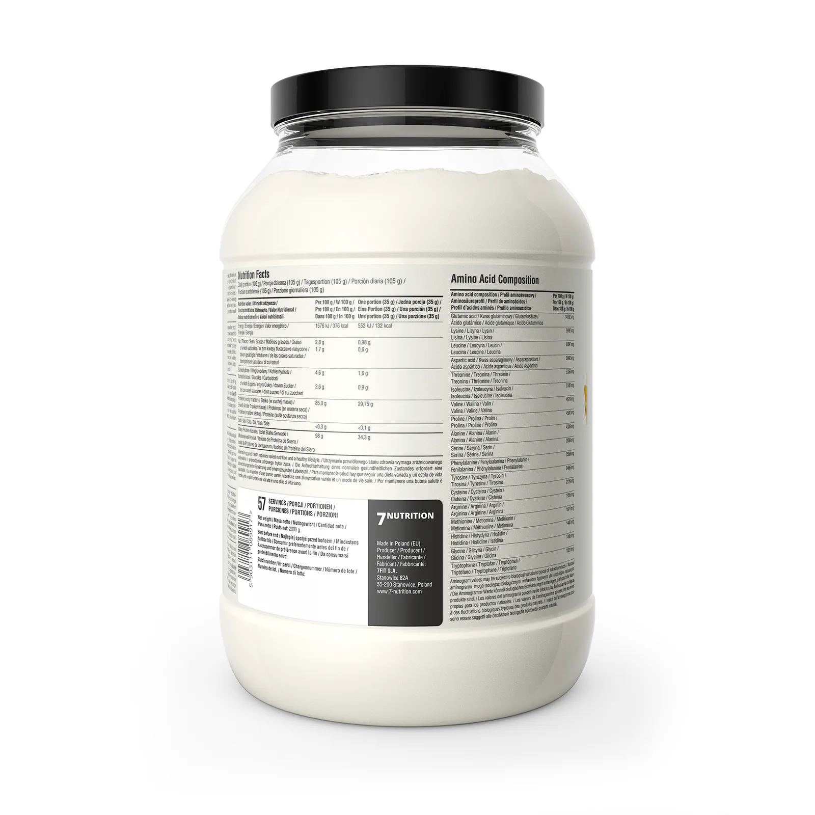 7Nutrition - Whey Isolate 90 2000g банан аминокиселинен профил