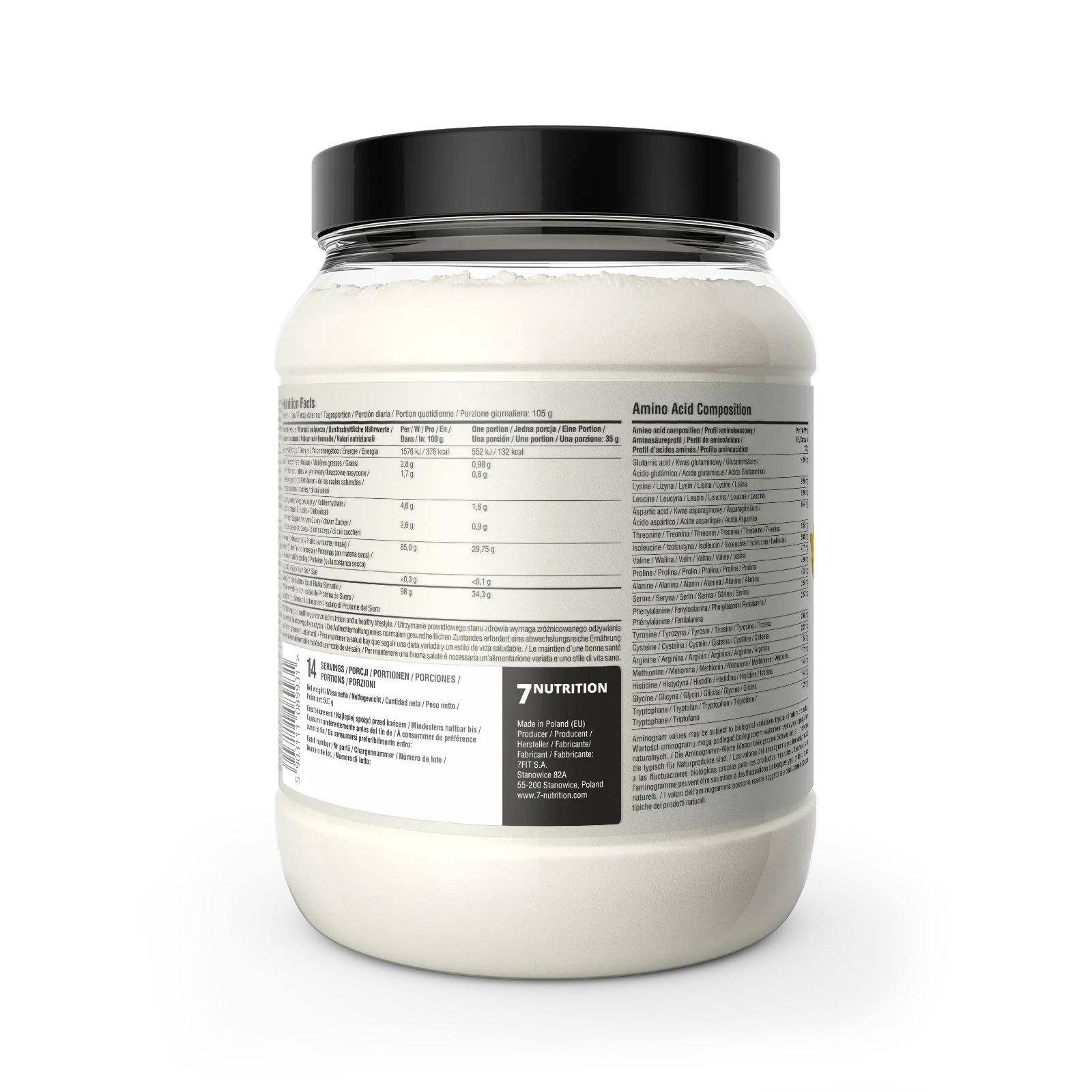7Nutrition - Whey Isolate 90 500g етикет с аминокиселинни профили